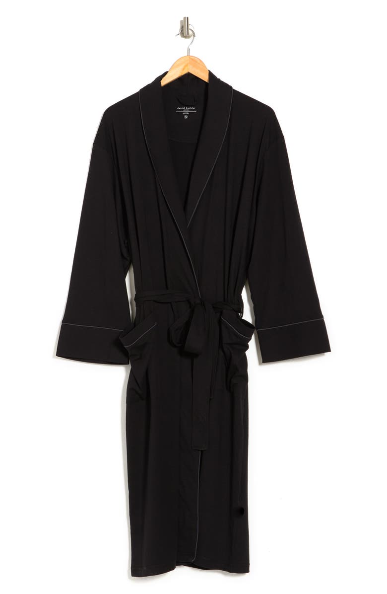 Daniel Buchler Belted Piped Trim Robe, Alternate, color, Black