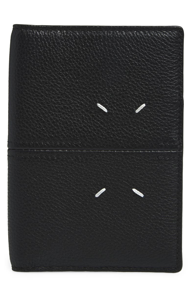 Grained Leather Passport Holder, Main, color, BLACK