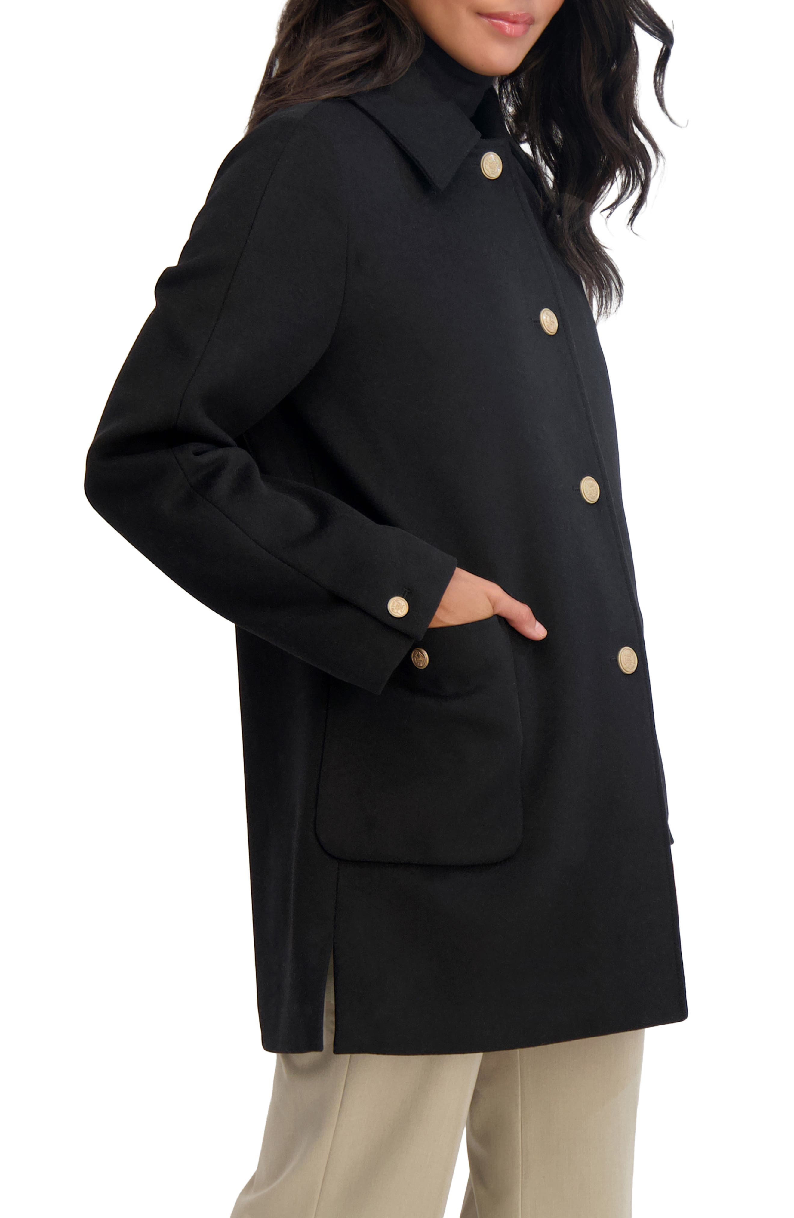 Tahari Paula Single Breasted Wool Bend Coat