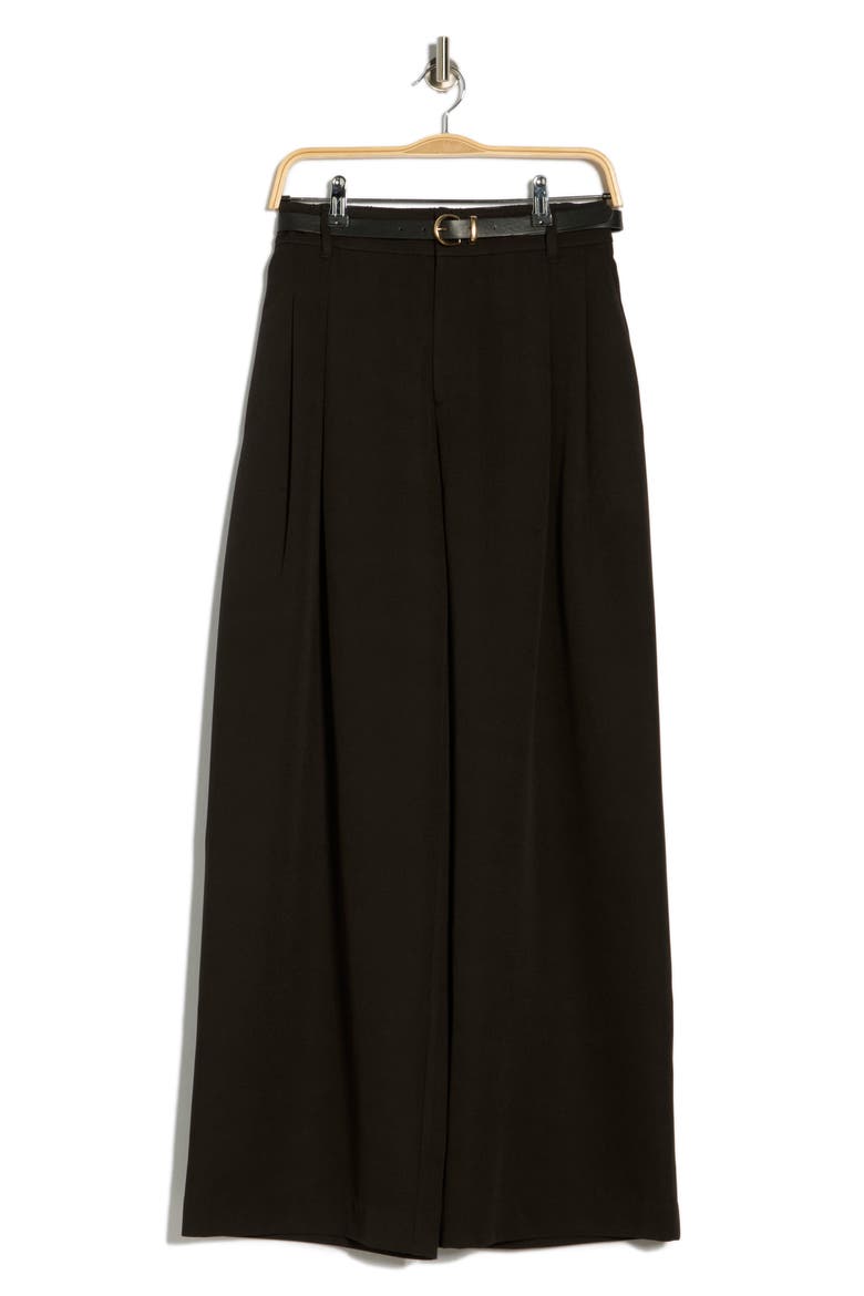Double Pleat Wide Leg Pants, Alternate, color, BLACK