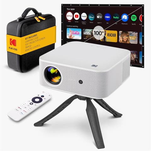 Flik X20 Full HD Smart Projector Kit with 100" Screen, Tripod, Remote, Wi-Fi, EVA Case