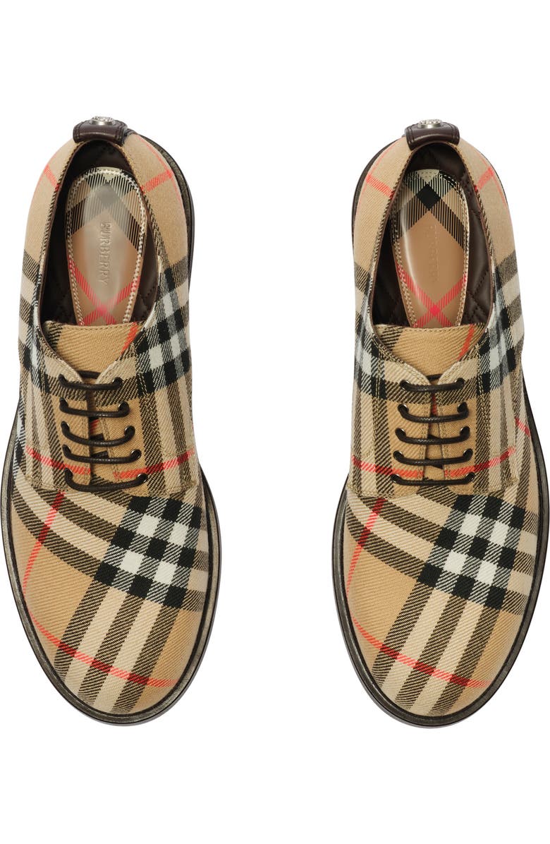 Burberry Check Pembroke Derby Shoes, Alternate, color, Sand Beige