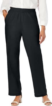 Jessica London Lightweight Linen Blend Straight Leg Pants