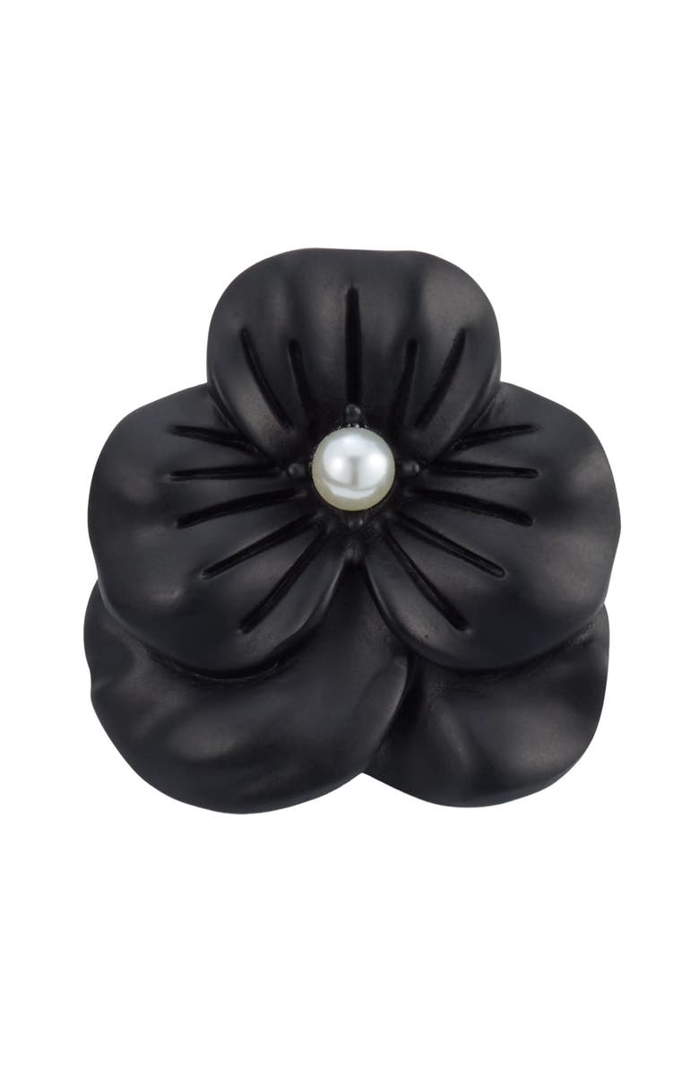 Jan Leslie Matte Flower Lapel Pin, Main, color, Black Pearl