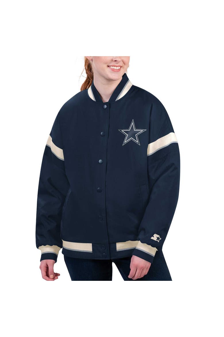 Women's Starter Navy Dallas Cowboys Tournament Full-Snap Varsity Jacket, Alternate, color, Navy
