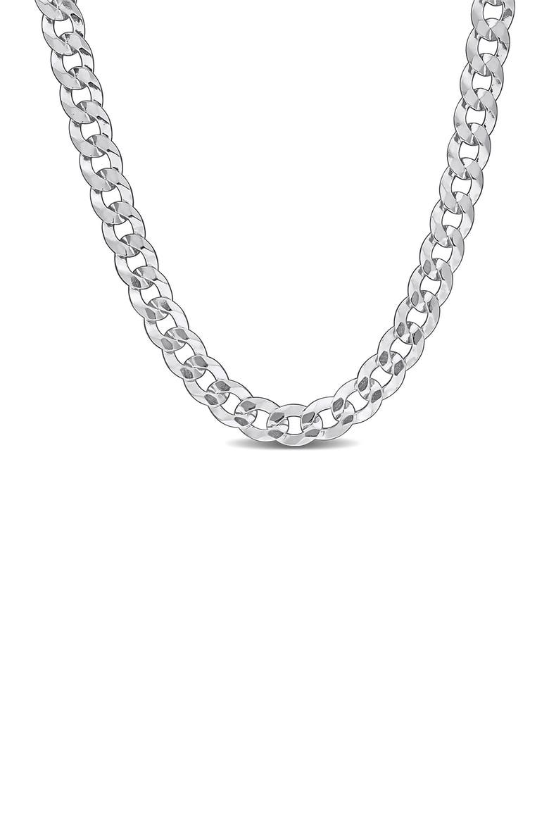 Flat Curb Link Chain Necklace, 5.3mm, Main, color, SILVER