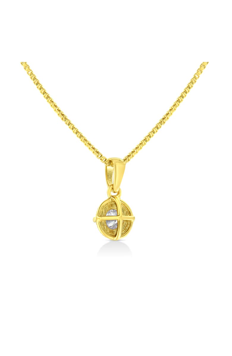 Haus of Brilliance 14K Yellow Gold Plated Silver 1/3 Cttw Diamond Solitaire Milgrain Pendant Necklace, Alternate, color, Yellow