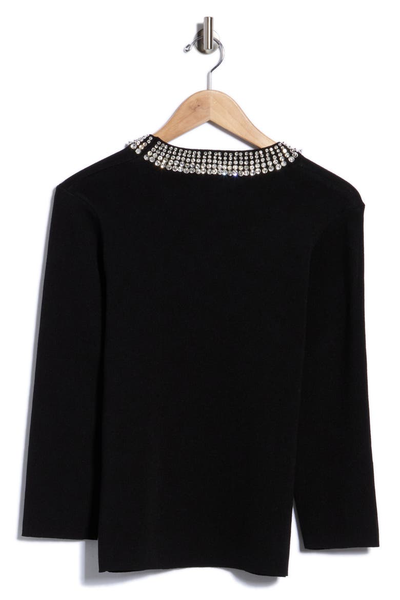 Rhinestone Crewneck Sweater, Alternate, color, BLACK