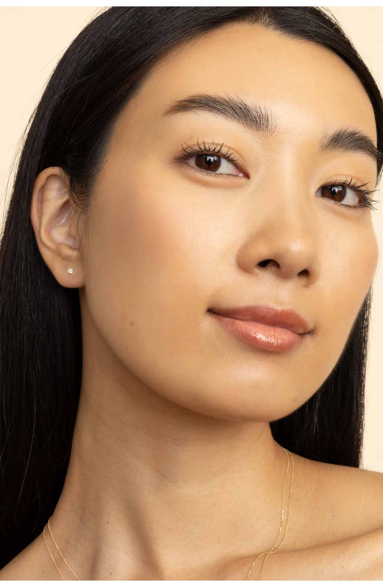 Oradina 14K Yellow Gold Shine Bright Diamond Mini Studs, Alternate, color, White Gold