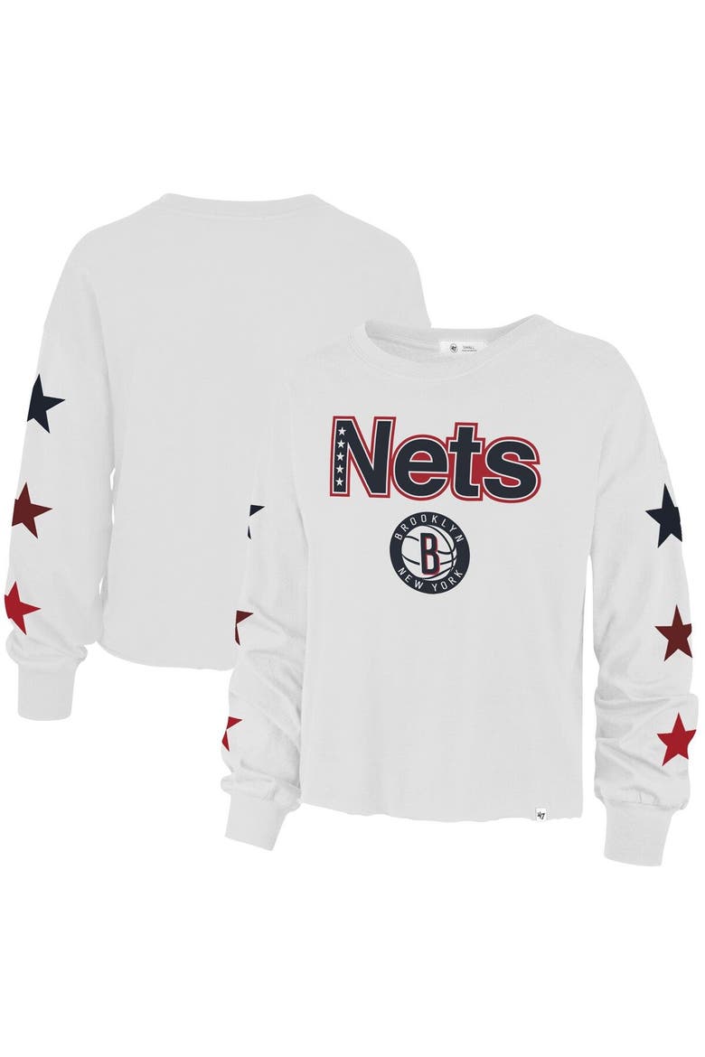 Women's '47 White Brooklyn Nets 2021/22 City Edition Call Up Parkway Long Sleeve T-Shirt, Main, color, White