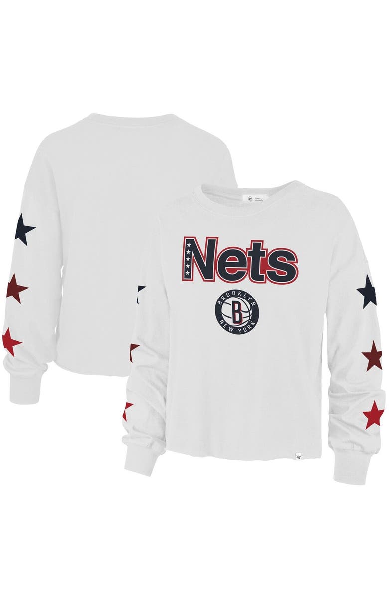 '47 Women's '47 White Brooklyn Nets 2021/22 City Edition Call Up Parkway Long Sleeve T-Shirt, Main, color, White