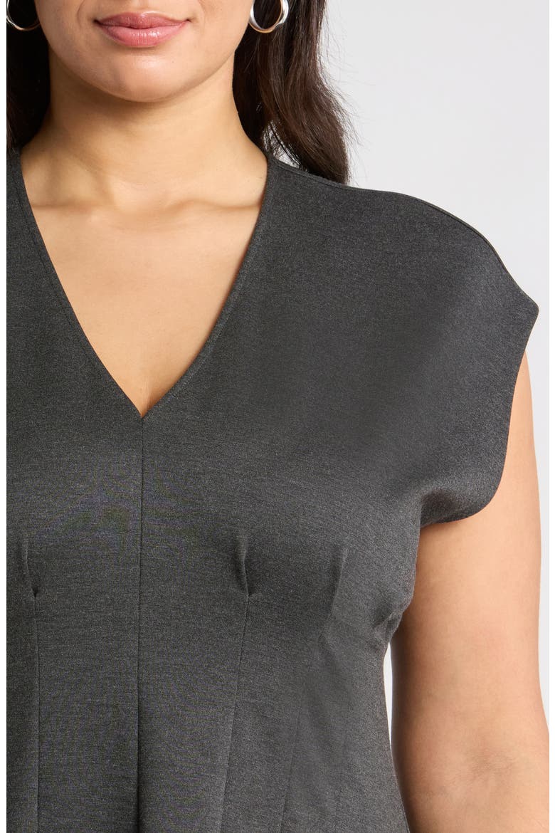 Seamed Ponte V-Neck Dress, Alternate, color, GREY DARK HEATHER
