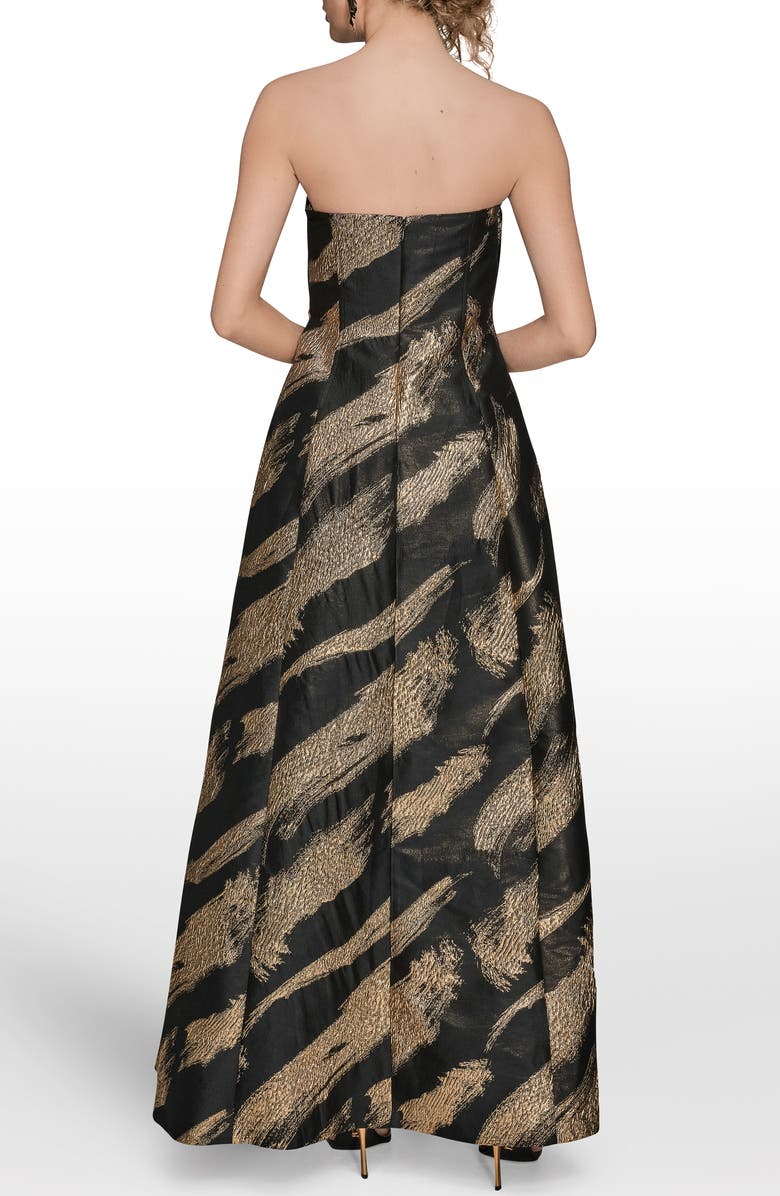 Donna Karan New York Strapless Fit & Flare Gown, Alternate, color, Black/ Gold