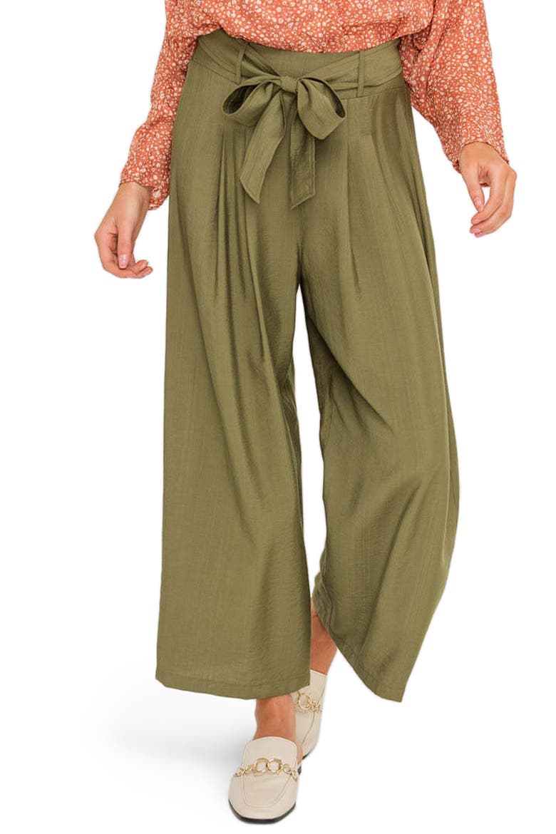 Belted Wide Leg Pants, Main, color, OLIVE