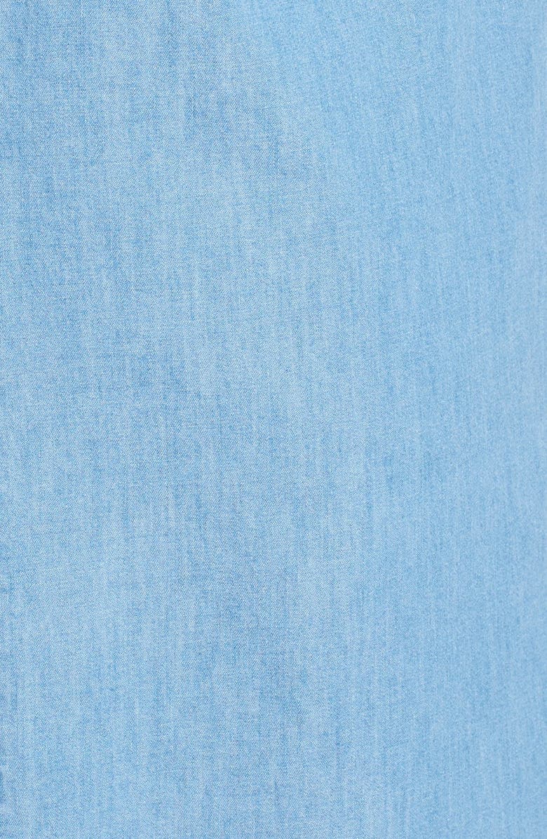 BP. Frayed Denim Shift Dress, Alternate, color, 