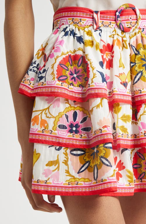 Ramy Brook Marla Mixed Print Tiered Cotton Blend Miniskirt
