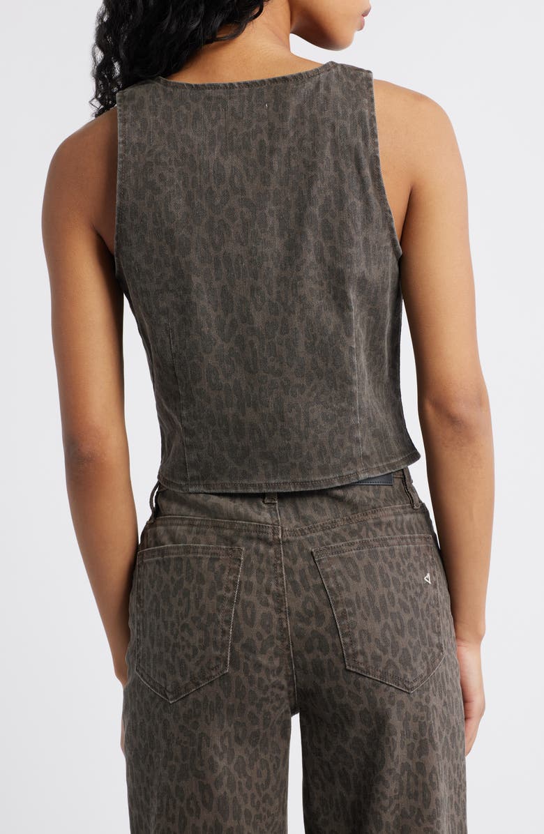 HIDDEN JEANS Cheetah Print Denim Vest, Alternate, color, Brown