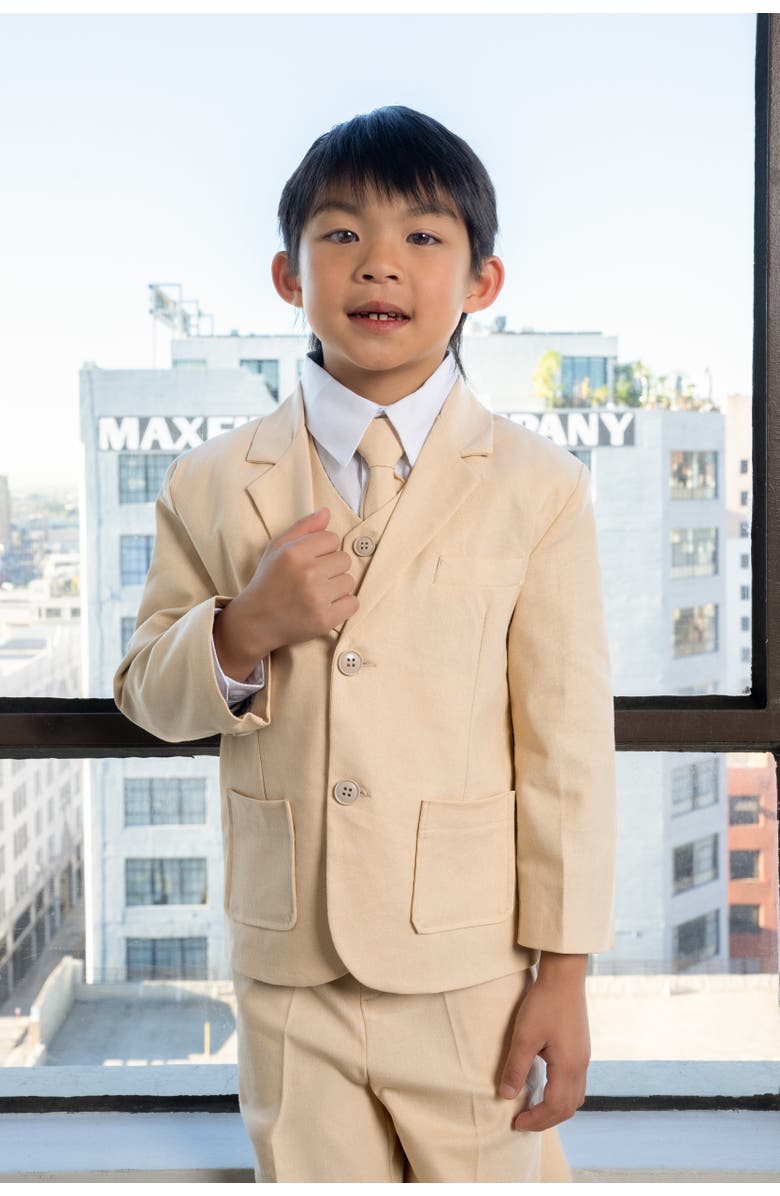 Peanut Butter Collection Kids' Joey Safari 5-Piece Linen Suit, Alternate, color, Sand