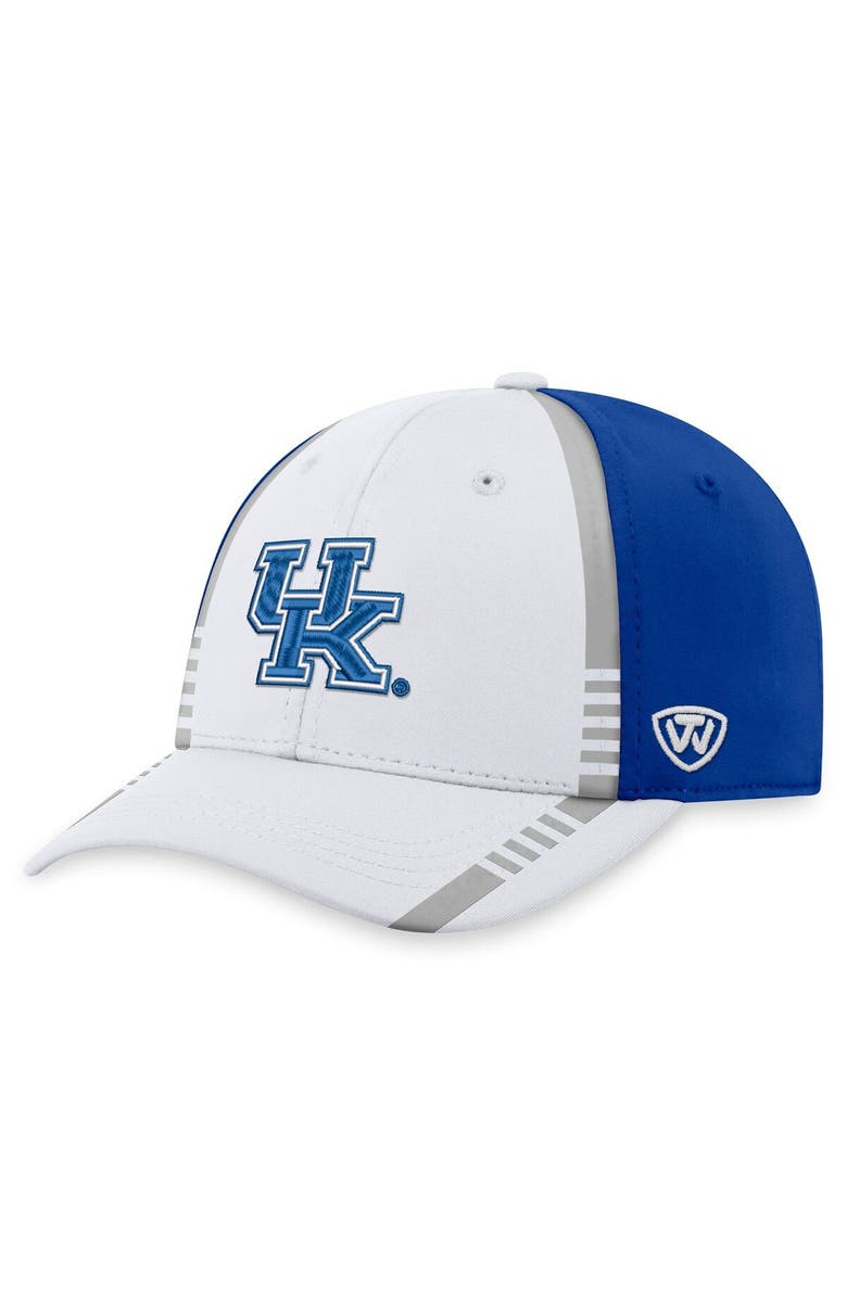 TOP OF THE WORLD Men's Top of the World White/Royal Kentucky Wildcats Iconic Flex Hat, Main, color,