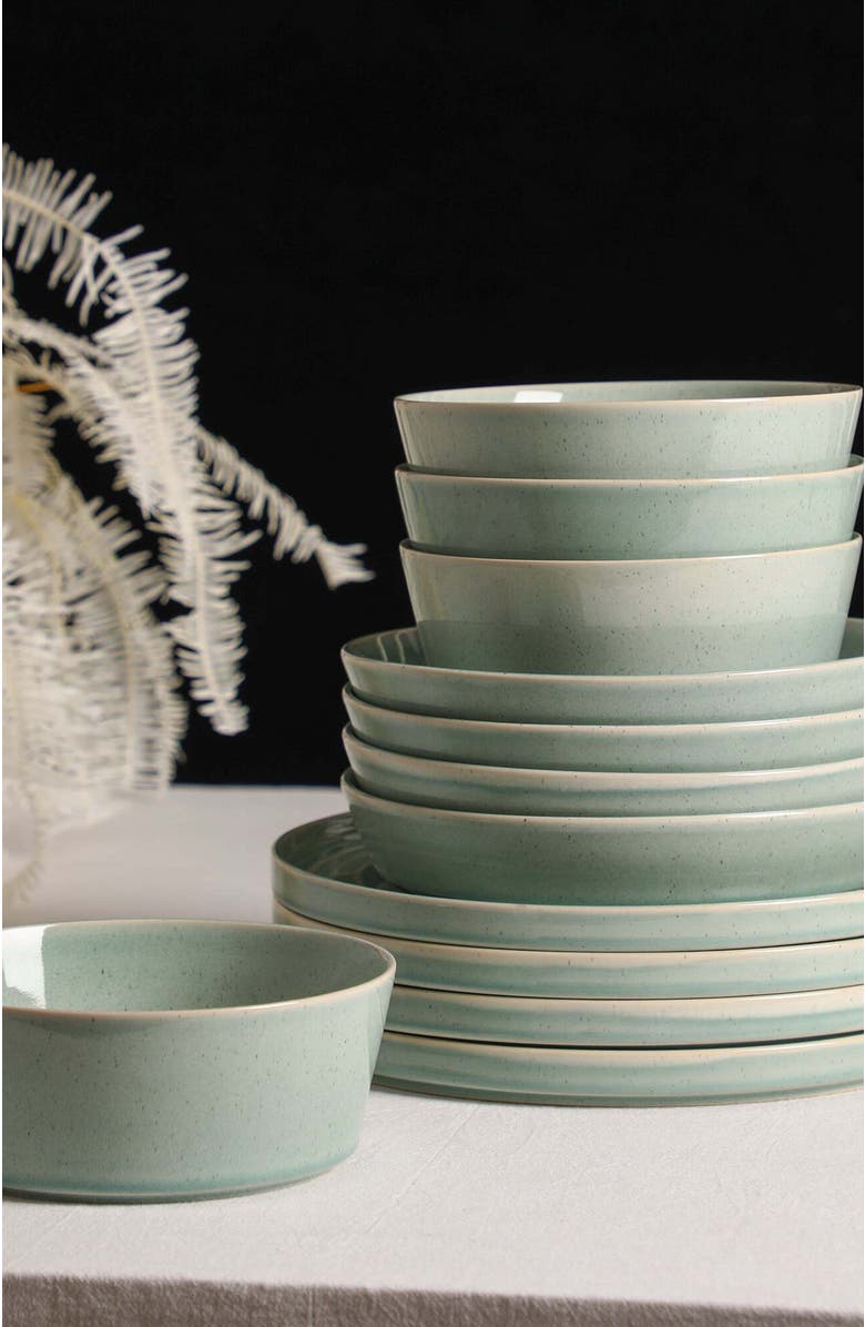 Stone Lain Claire Stoneware 12-Piece Dinnerware Set, Alternate, color, Green