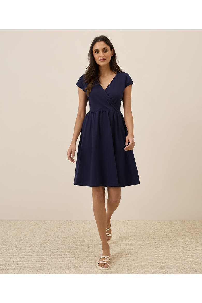 Fit & Flare Crossover Dress, Main, color, Eclipse