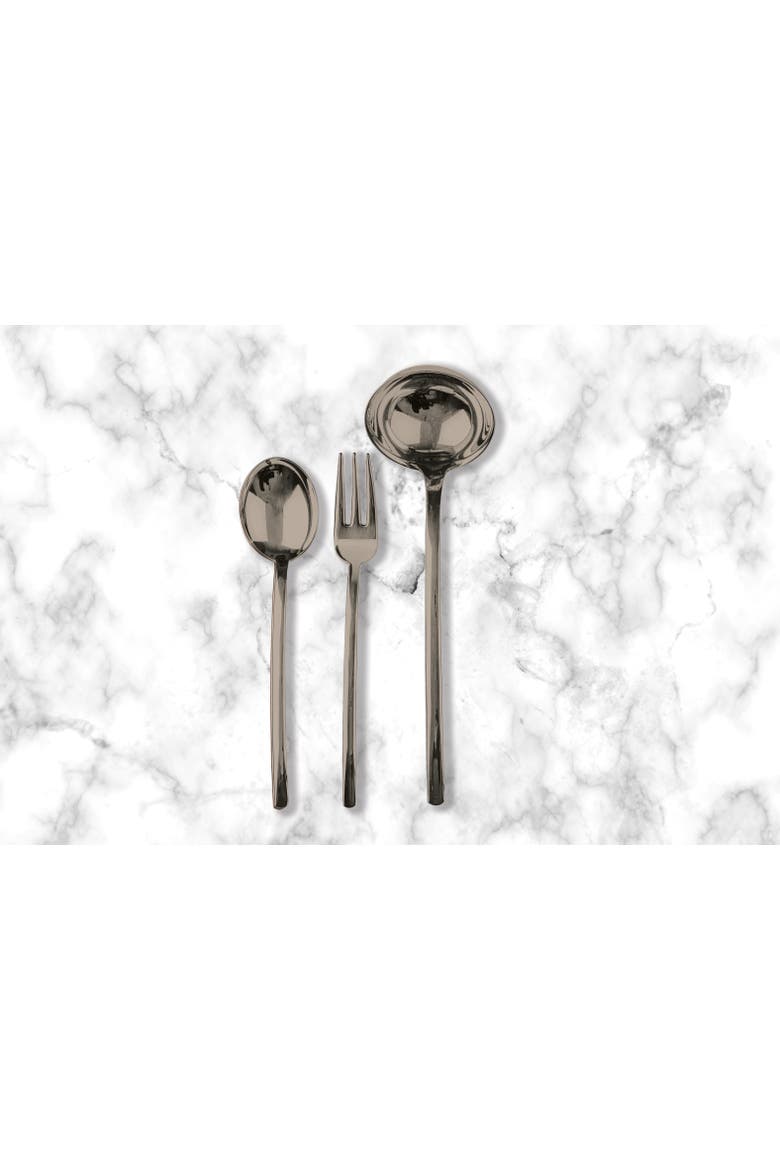 Due Serving Set - 3 Pieces, Alternate, color, Black Gold