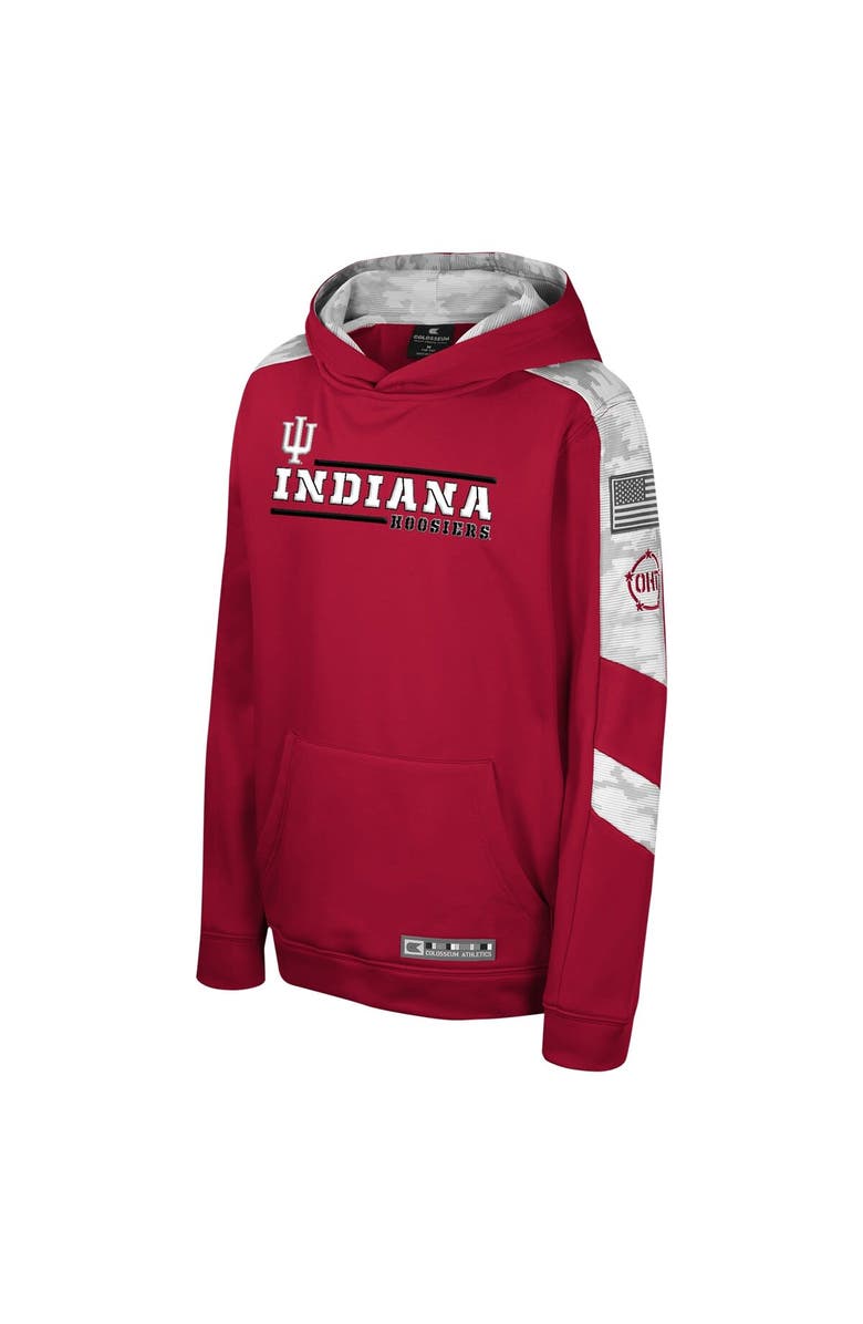 COLOSSEUM Youth Colosseum Crimson Indiana Hoosiers OHT Military Appreciation Cyclone Digital Camo Pullover Hoodie, Alternate, color,