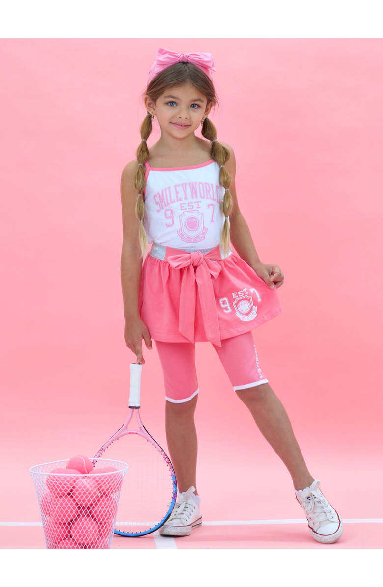 Mia Belle Girls Sweet & Sporty Bow Skirt Set, Alternate, color, Pink