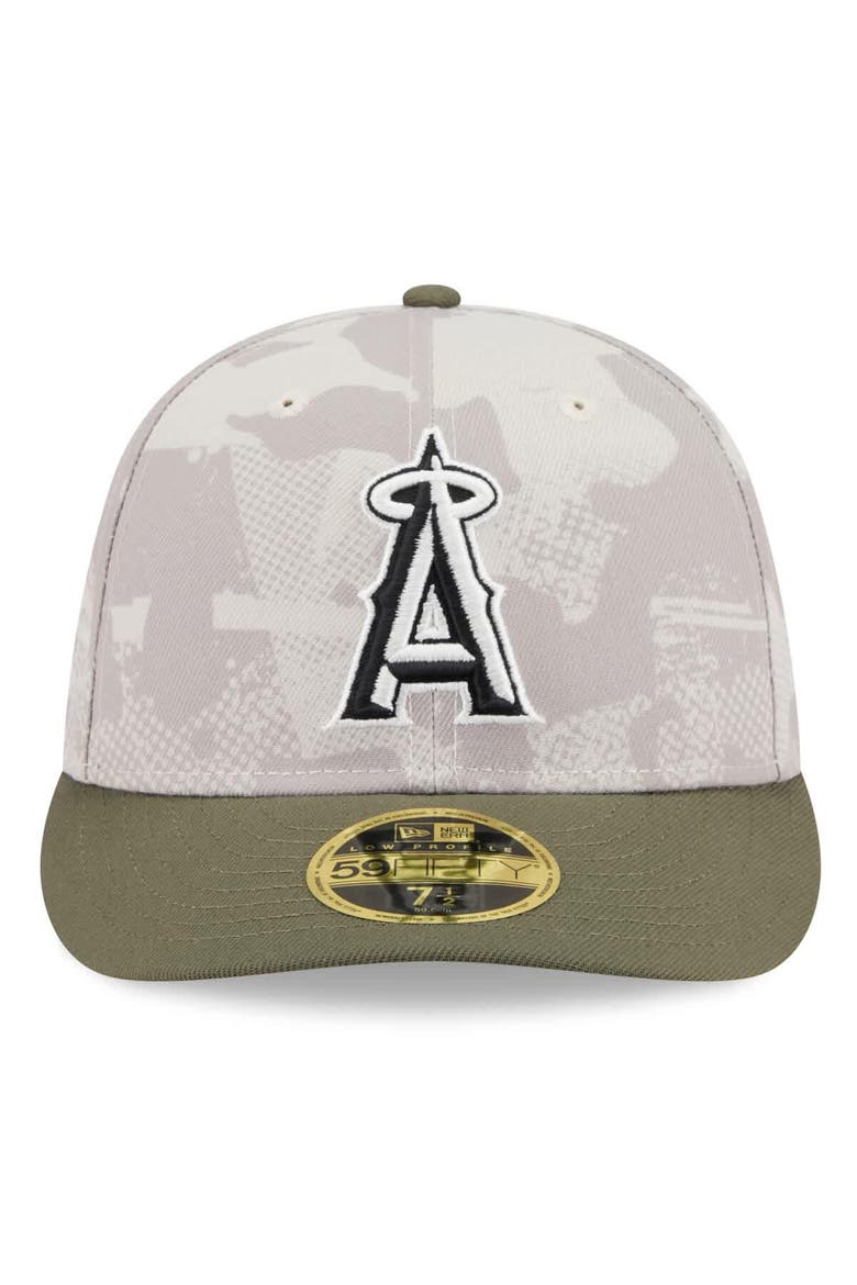 Men's New Era Light Beige/Olive Los Angeles Angels 2025 Armed Forces Day Low Profile 59FIFTY Fitted Hat, Alternate, color, Light Beige