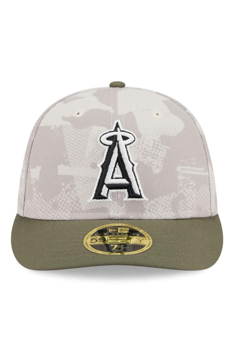 New Era Men's New Era Light Beige/Olive Los Angeles Angels 2025 Armed Forces Day Low Profile 59FIFTY Fitted Hat, Alternate, color, Light Beige