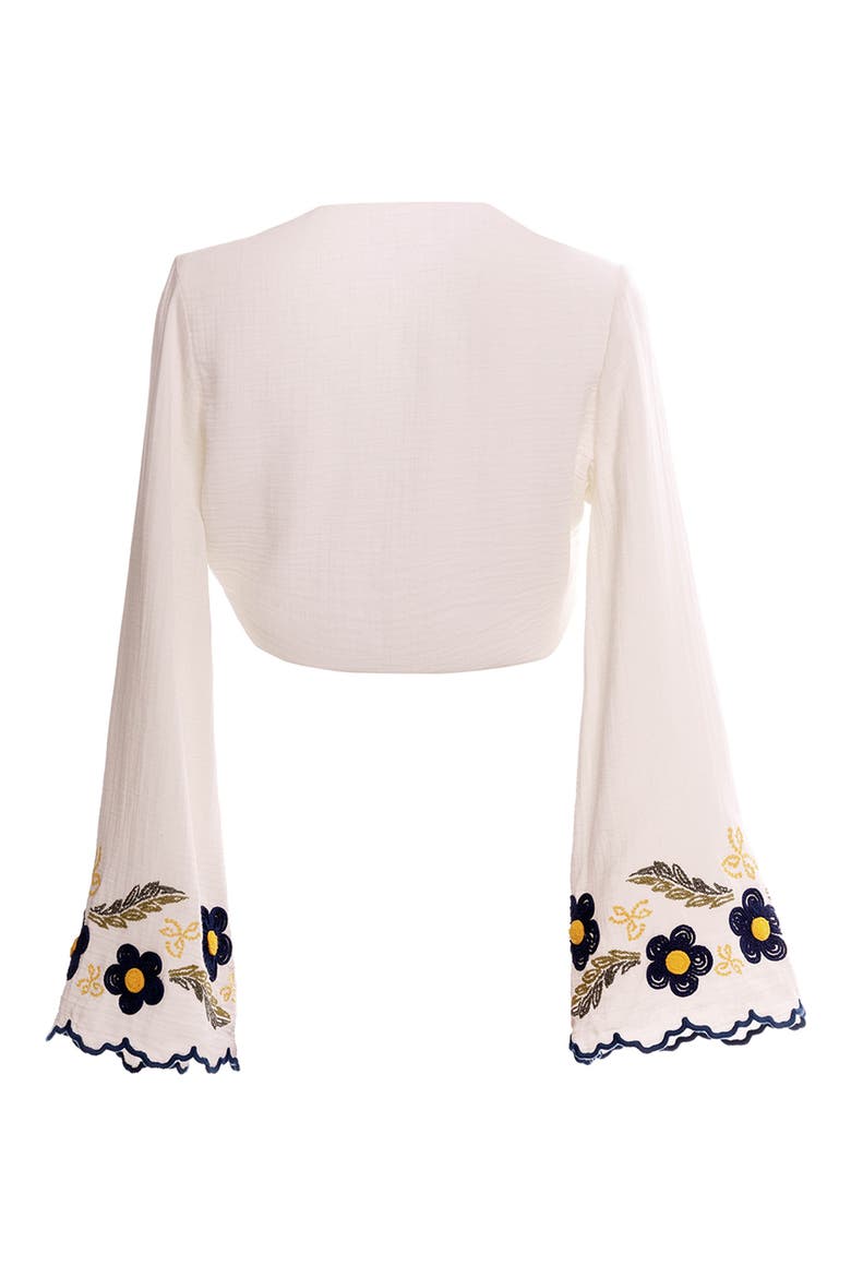 Soleil Fiore Tie Front Cover-Up Top, Alternate, color, WHITE