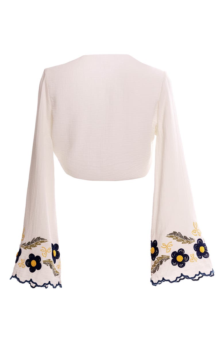 Agua Bendita Soleil Fiore Tie Front Cover-Up Top, Alternate, color, White