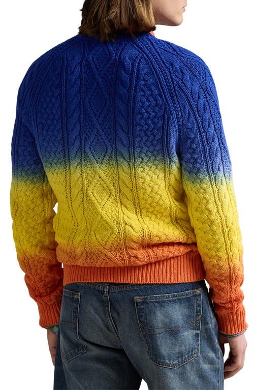 Polo Ralph Lauren Long-sleeved Gradient Knit Pullover With Logo In Dip Dye Multi