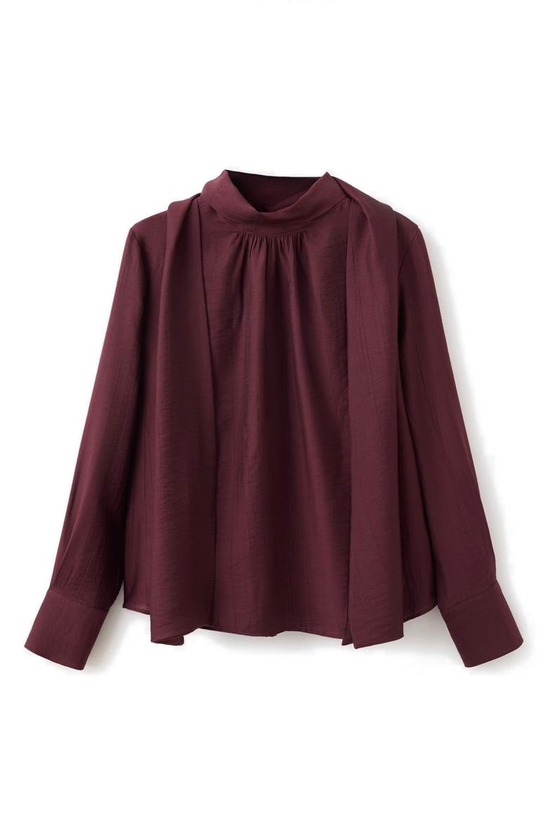 MANGO Scarf Top, Alternate, color, Maroon