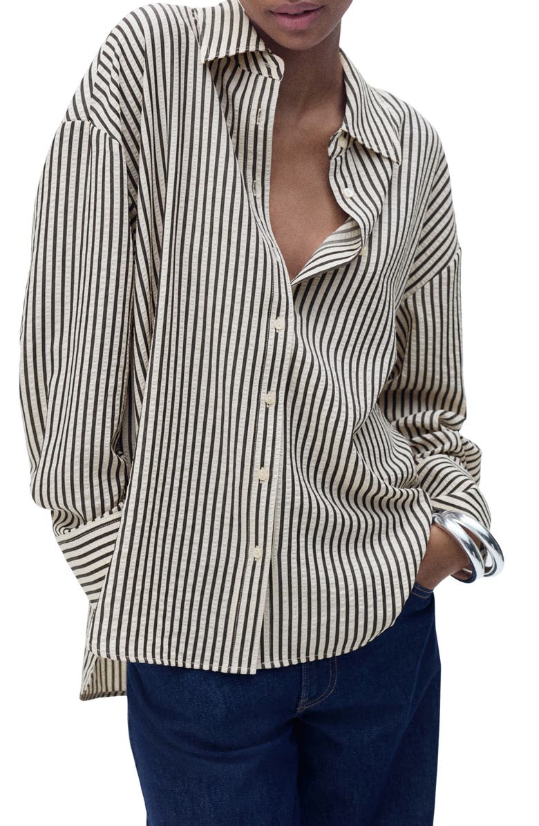 Textured Stripe Button-Up Shirt