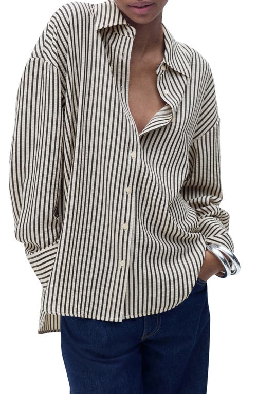 Mango Textured Stripe Button-up Shirt