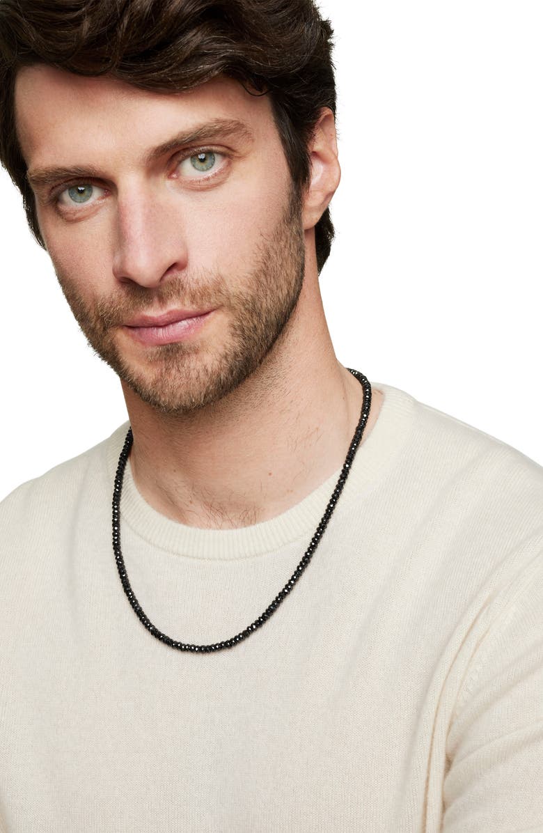 David Yurman Men's Spiritual Beads Necklace in Sterling Silver, 5mm, Alternate, color, Silver/ Black Spinel