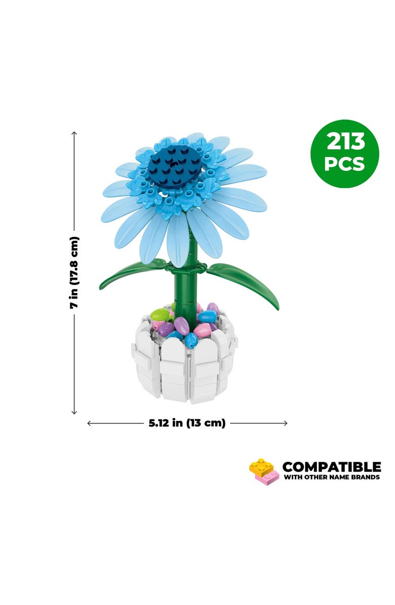 Brickcraft Bricktanicals Blue Sunflower in Picket Fence Pot Building Set, Alternate, color, Yellow