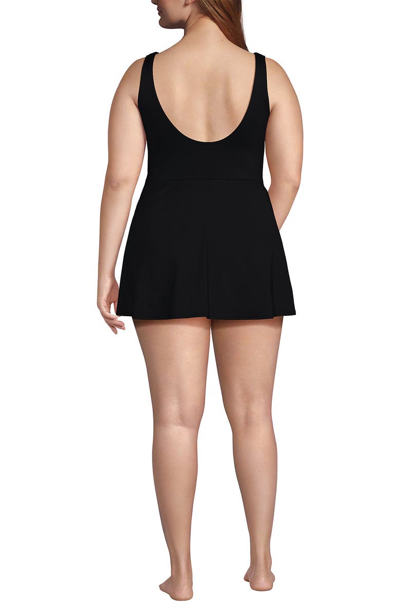 Lands
 End Plus Size DD-Cup Side Tie Mini Swim Dress Swimsuit, Alternate, color, Black