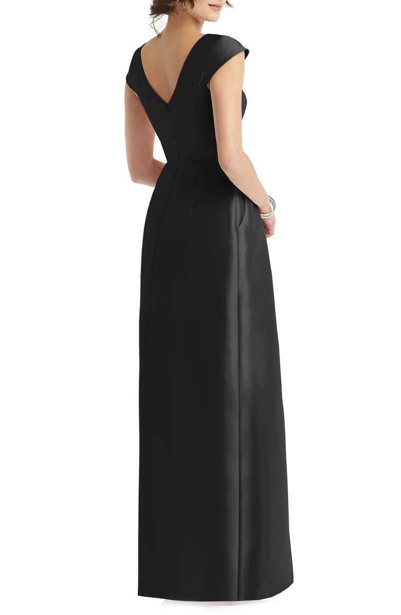 Alfred Sung Cap Sleeve A-Line Gown, Alternate, color, 