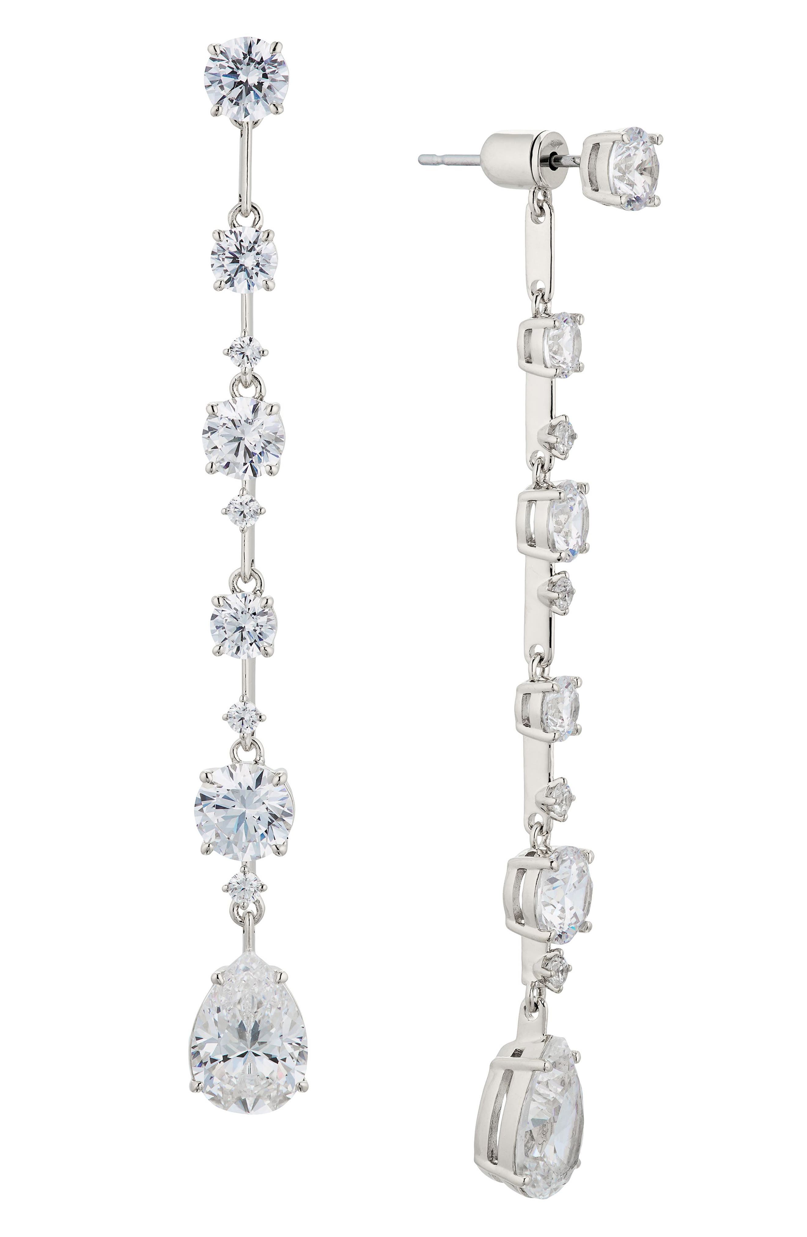 Cora Cubic Zirconia Front/Back Linear Drop Earrings