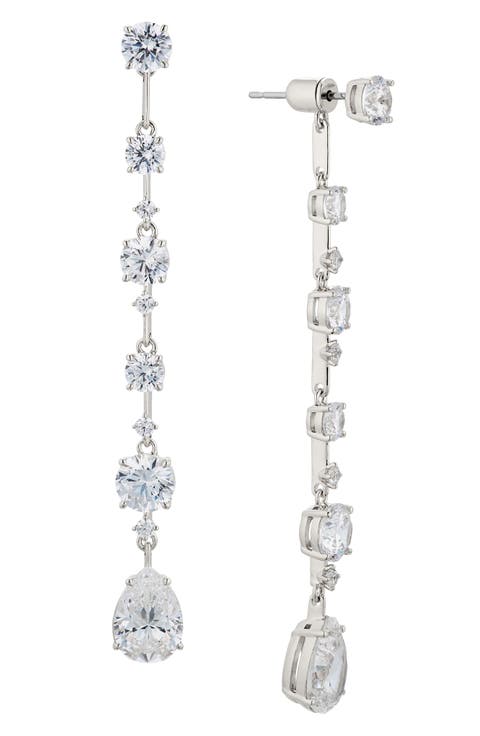 Cora Cubic Zirconia Front/Back Linear Drop Earrings