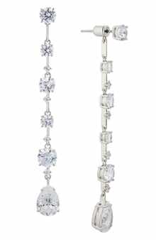 Cora Cubic Zirconia Front/Back Linear Drop Earrings