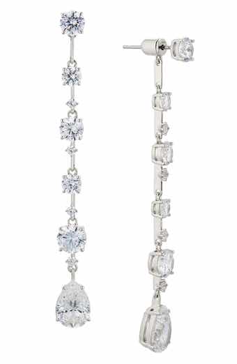 Cora Cubic Zirconia Front/Back Linear Drop Earrings