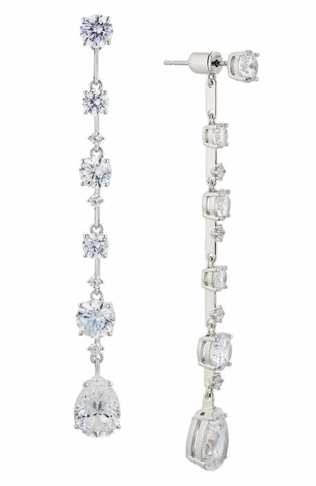 Cora Cubic Zirconia Front/Back Linear Drop Earrings