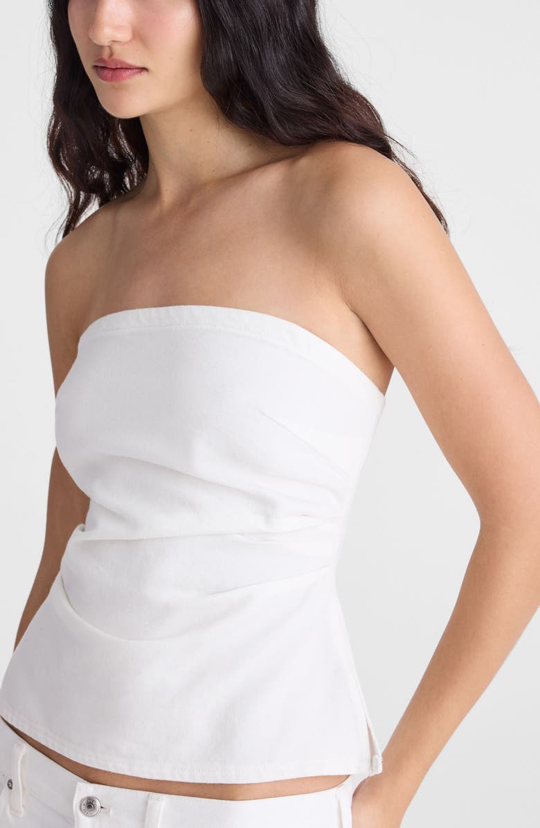 Madewell Ruched Square Neck Denim Tank, Alternate, color, Tile White