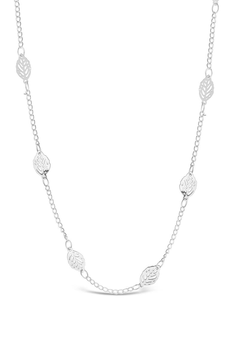 Rhodium Plated Delicate Stationed Leaf Face Mask Chain, Alternate, color, SILVER