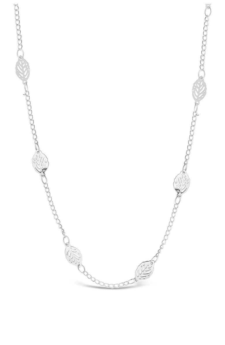 Sterling Forever Rhodium Plated Delicate Stationed Leaf Face Mask Chain, Alternate, color, 
