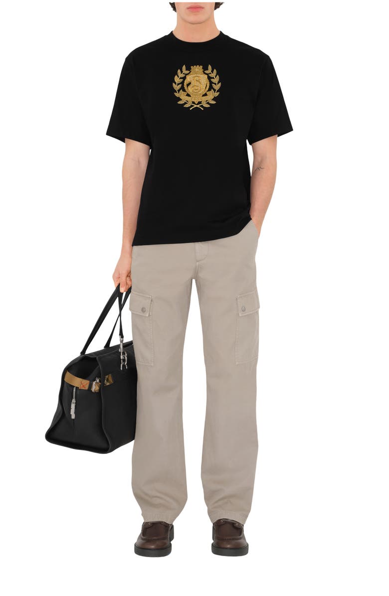 Burberry B Crest Cotton T-shirt, Main, color, Black