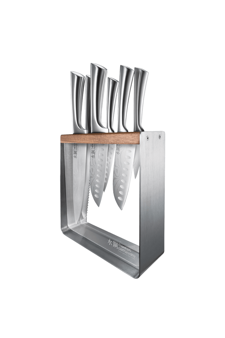 Damashiro® Kinzoku 7-Piece Knife Block, Main, color, Silver
